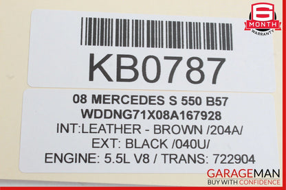 07-09 Mercedes W221 S550 S600 Front Left Side Mirror Door Rear View Black OEM