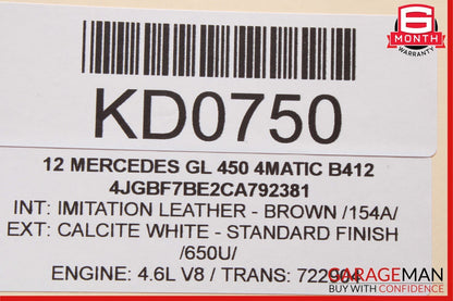 07-12 Mercedes X164 GL450 Rear Seat Fold Switch Socket Control Brown OEM