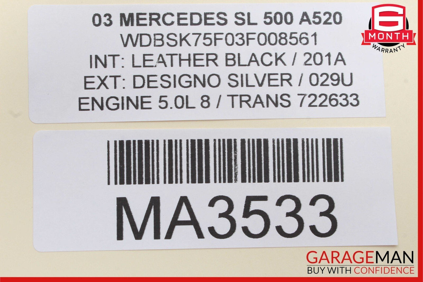 03-06 Mercedes R230 SL500 Rear Right Side Wheel Spindle Knuckle Hub Bearing OEM