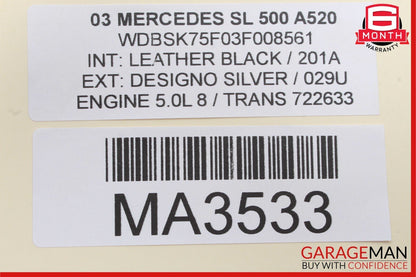 03-06 Mercedes R230 SL500 Rear Right Side Wheel Spindle Knuckle Hub Bearing OEM