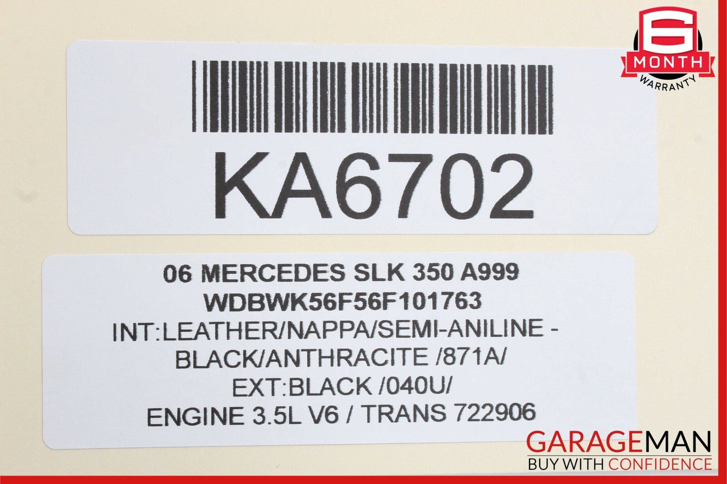 05-11 Mercedes R171 SLK280 SLK350 Front Left Side Sun Visor Sunvisor Shade Black