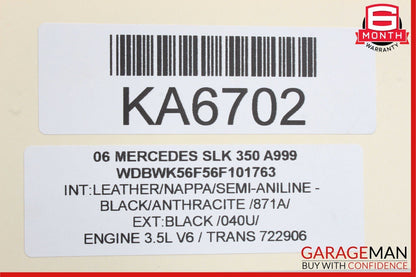 05-11 Mercedes R171 SLK280 SLK350 Front Left Side Sun Visor Sunvisor Shade Black