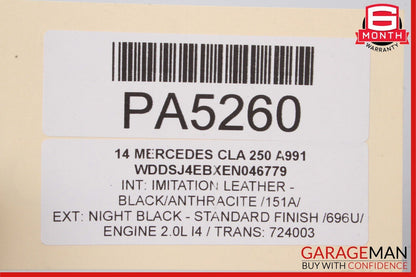 14-18 Mercedes W117 CLA250 Rear Right Side Exterior Door Shell Panel Black OEM