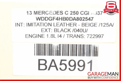 08-14 Mercedes W204 C250 C300 Rear Left Driver Side Exterior Door Handle Black