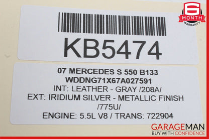 07-13 Mercedes W221 S550 S600 Rear Right Passenger Exterior Door Handle Silver