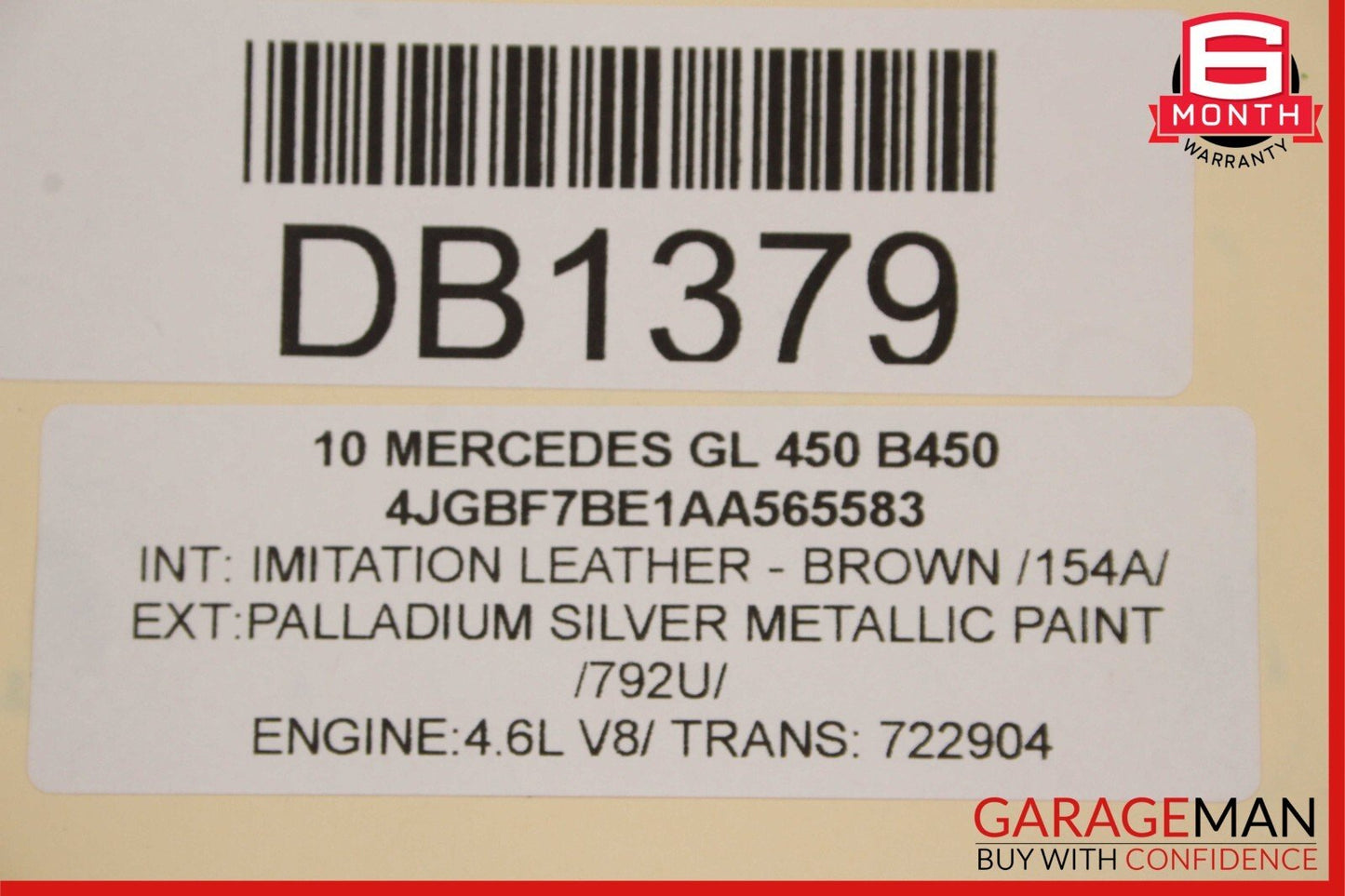 07-12 Mercedes X164 GL320 GL450 GL550 Front Right Top Upper Seat Cushion Brown