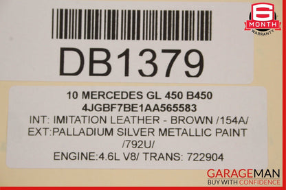 07-12 Mercedes X164 GL320 GL450 GL550 Front Right Top Upper Seat Cushion Brown