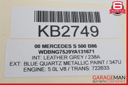 00-06 Mercedes W220 S500 Rear Right Side Door Window Regulator Motor Unit OEM