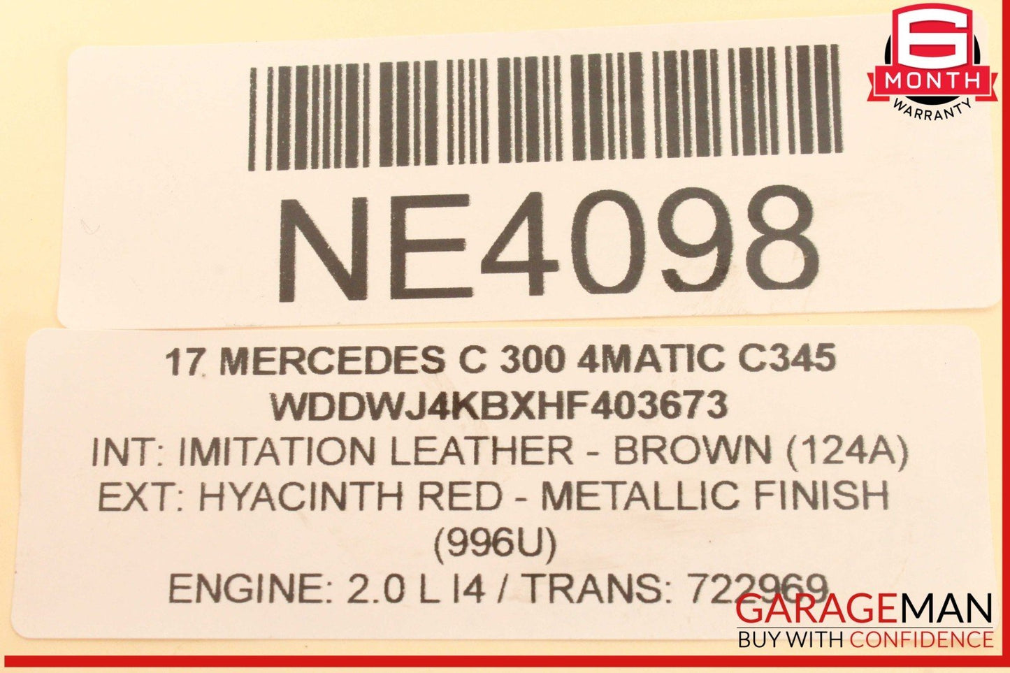 15-20 Mercedes W205 C300 4MATIC Front Right Passenger Side Brake Caliper OEM