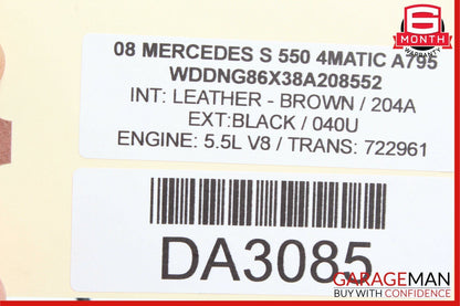 07-13 Mercedes W221 S550 CL65 AMG Front Left Door Lock Latch Actuator Keyless Go