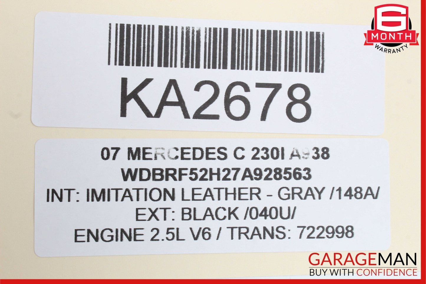 05-07 Mercedes W203 C320 Rear Left Driver Side Exterior Door Handle Black OEM