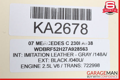 05-07 Mercedes W203 C320 Rear Left Driver Side Exterior Door Handle Black OEM