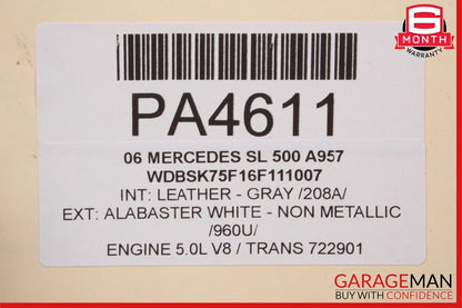 03-08 Mercedes R230 SL500 SL550 Base Left Side Skirt Rocker Panel Molding OEM