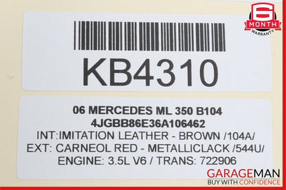 06-10 Mercedes W164 ML350 ML500 Front Left Side Top Upper Seat Cushion OEM