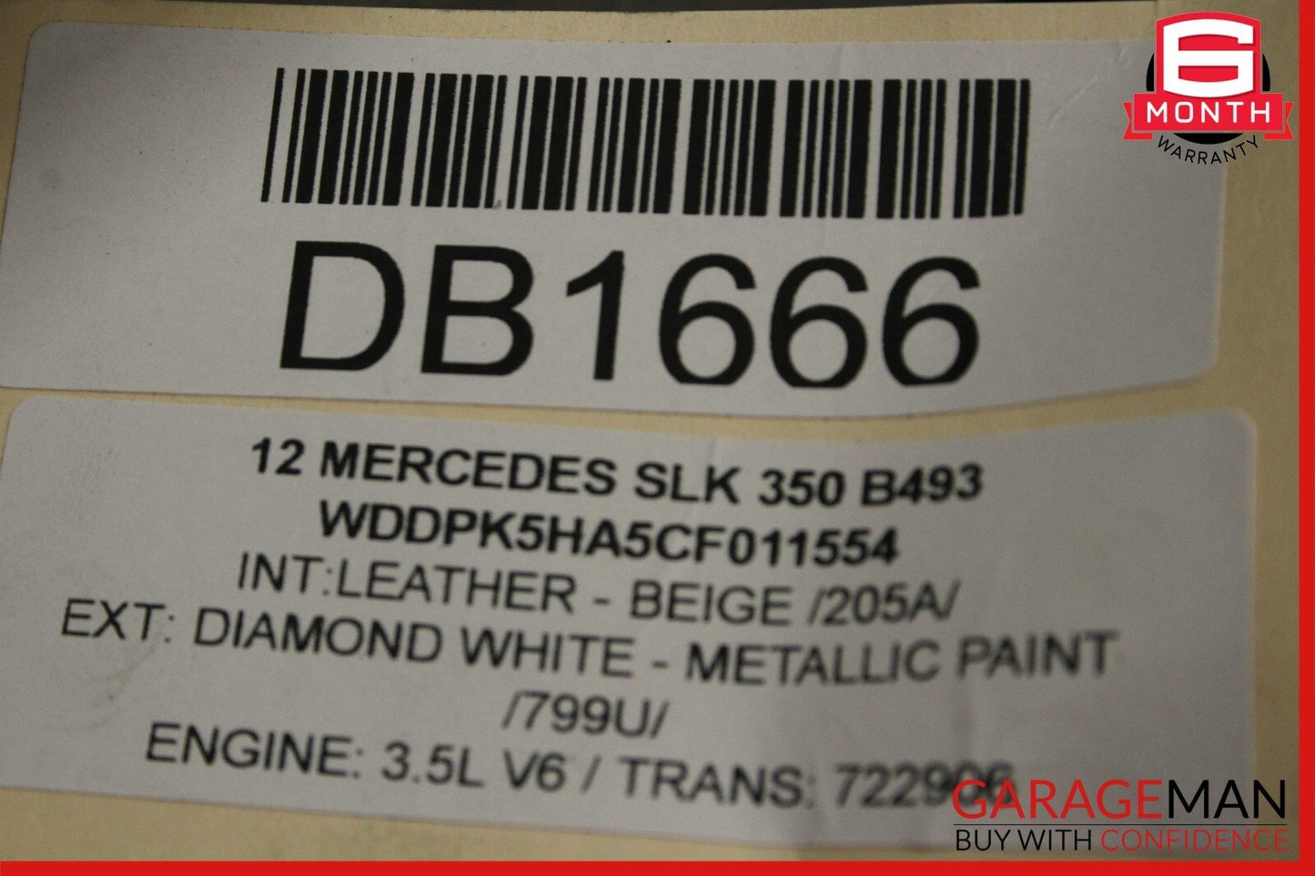 12-20 Mercedes R172 SLK350 Front Right Exterior Door Shell Frame Panel White