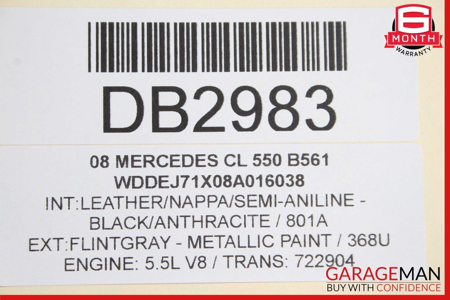 07-10 Mercedes W216 CL550 Front Left Side Interior Door Trim Panel Anthracite