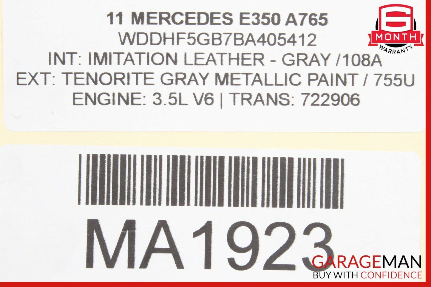 08-18 Mercedes W212 E350 C250 C300 Front Upper Seat Cushion Bladder Bolster OEM