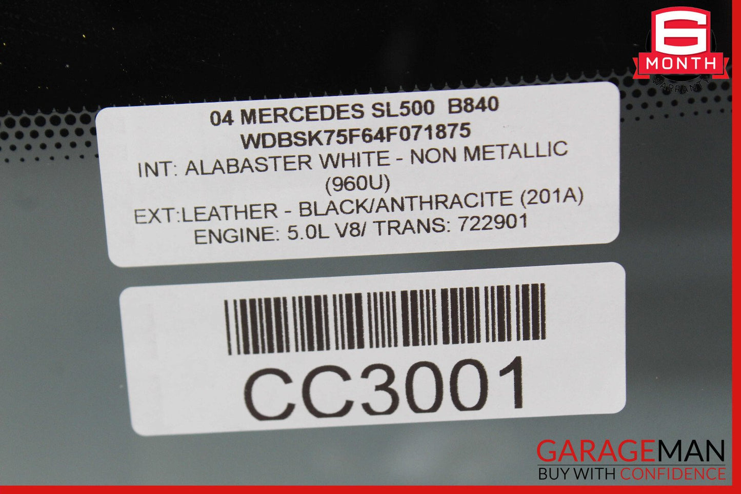 03-04 Mercedes R230 SL500 SL55 AMG Front Windshield Glass Wind Shield OEM