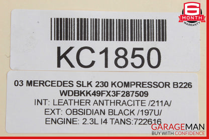 97-04 Mercedes R170 SLK230 SLK320 Convertible Front Upper Lock Latch Cylinder