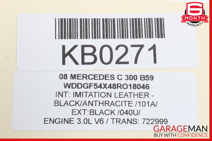08-09 Mercedes W204 C300 Front Left Side Mirror Door Rear View Black OEM
