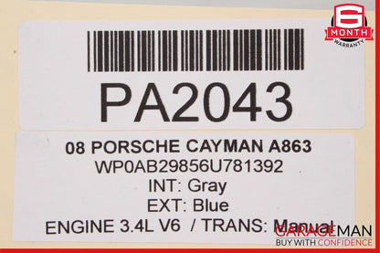 05-08 Porsche Boxster Cayman 987 Front Right Exterior Door Shell Frame Silver