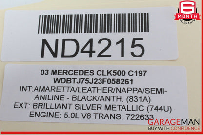 03-09 Mercedes W209 CLK500 Front Right Side Door Window Regulator Motor OEM