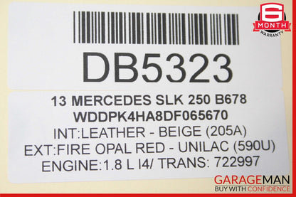 12-20 Mercedes R172 SLK250 SLK350 Front Right Side Exterior Door Shell Panel Red