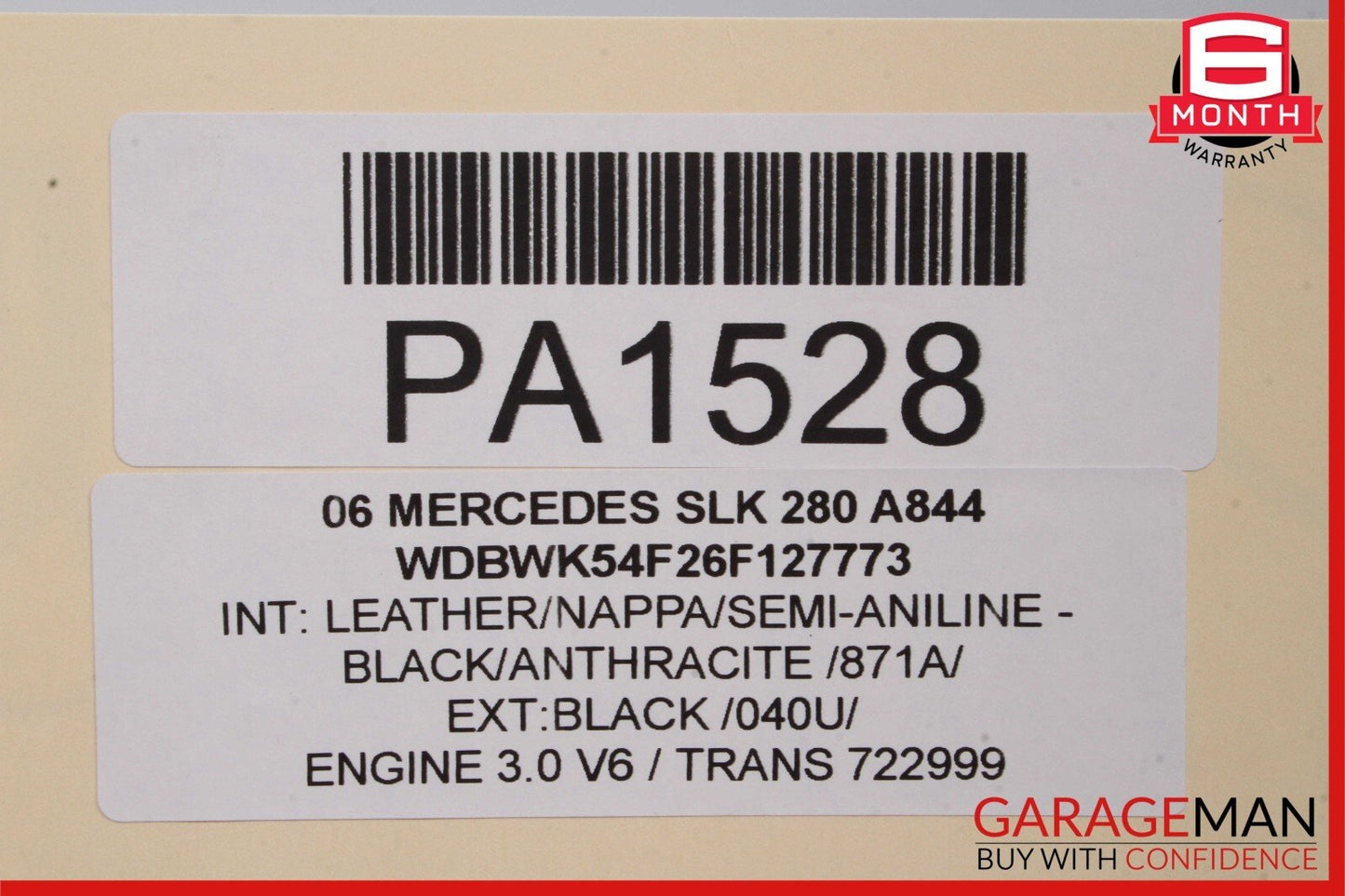 05-11 Mercedes R171 SLK280 SLK350 Convertible Hard Top Roof Folding Panel Black