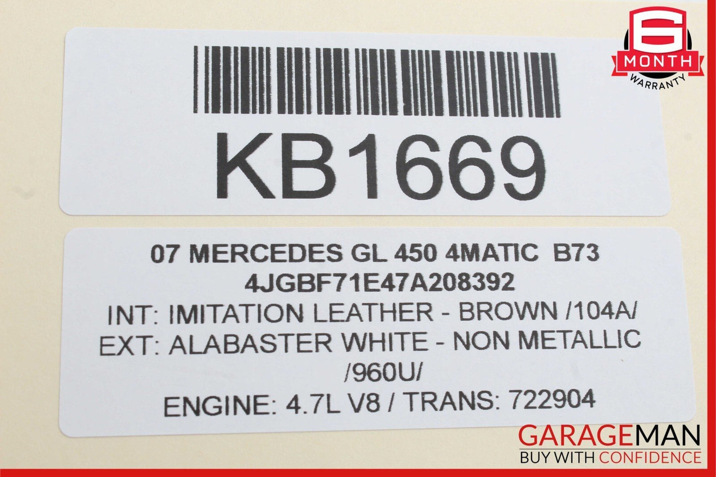 06-13 Mercedes X164 GL450 R350 ML350 Front Overhead Dome Light Lamp Brown OEM