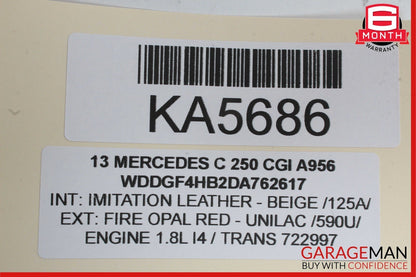 12-14 Mercedes W204 C250 Rear Right Passenger Exterior Door Handle Keyless Go