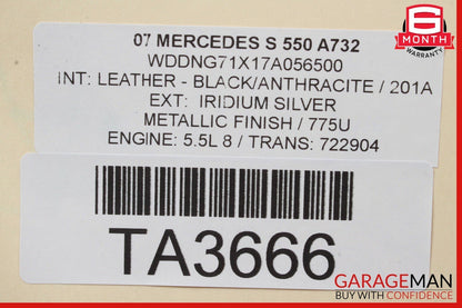 07-13 Mercedes W221 S550 S63 AMG Rear Trunk Lid Deck Shell Panel Cover Silver