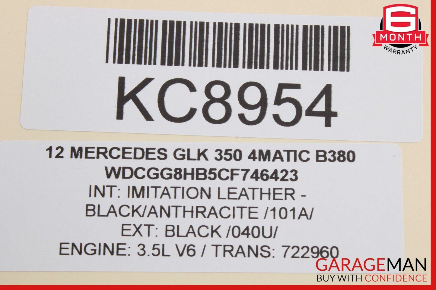 10-12 Mercedes X204 GLK350 Front Right Side Seat Belt Seatbelt Retractor Black