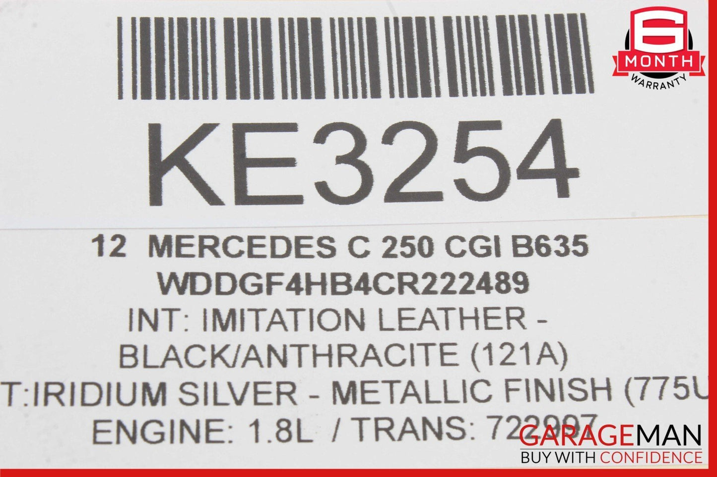 08-14 Mercedes W204 C250 C300 C350 Front Left Side Top Upper Seat Cushion OEM