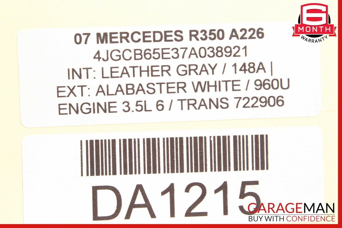 06-13 Mercedes W251 R350 R320 Rear Left or Right Air Suspension Bag Shock OEM