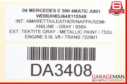 03-09 Mercedes W211 E350 E500 Rear Right Side Window Regulator Motor OEM