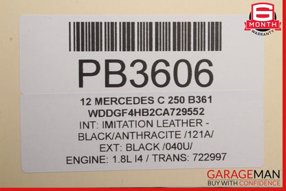 08-14 Mercedes W204 C250 Sedan Rear Right Side Interior Door Panel Black OEM