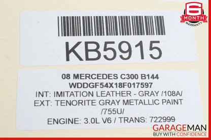 08-11 Mercedes W204 C300 C250 Interior Rear View Mirror Black OEM