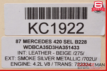 81-91 Mercedes W126 420SEL Dash AC A/C Air Vent Grill Right Side OEM