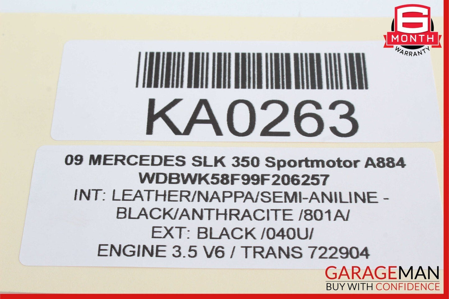 05-11 Mercedes R171 SLK350 Front Left Driver Sun Visor Sunvisor Shade Black OEM