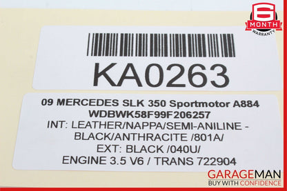 05-11 Mercedes R171 SLK350 Front Left Driver Sun Visor Sunvisor Shade Black OEM