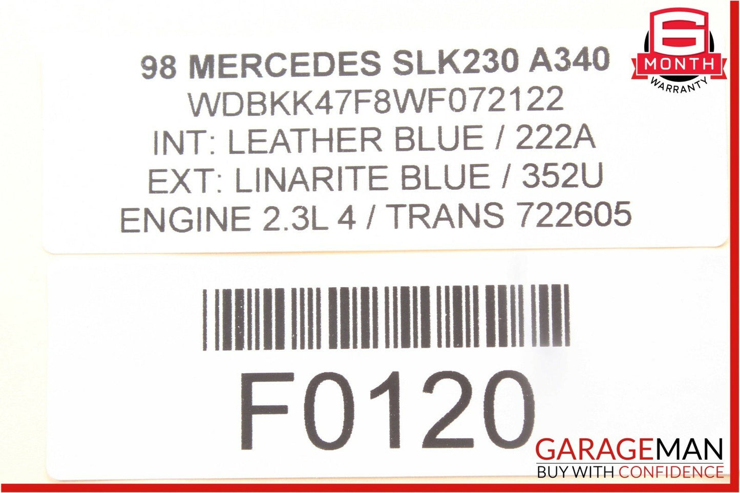 97-04 Mercedes R170 SLK230 MAF Mass Air Flow Sensor Meter 0000940948 OEM