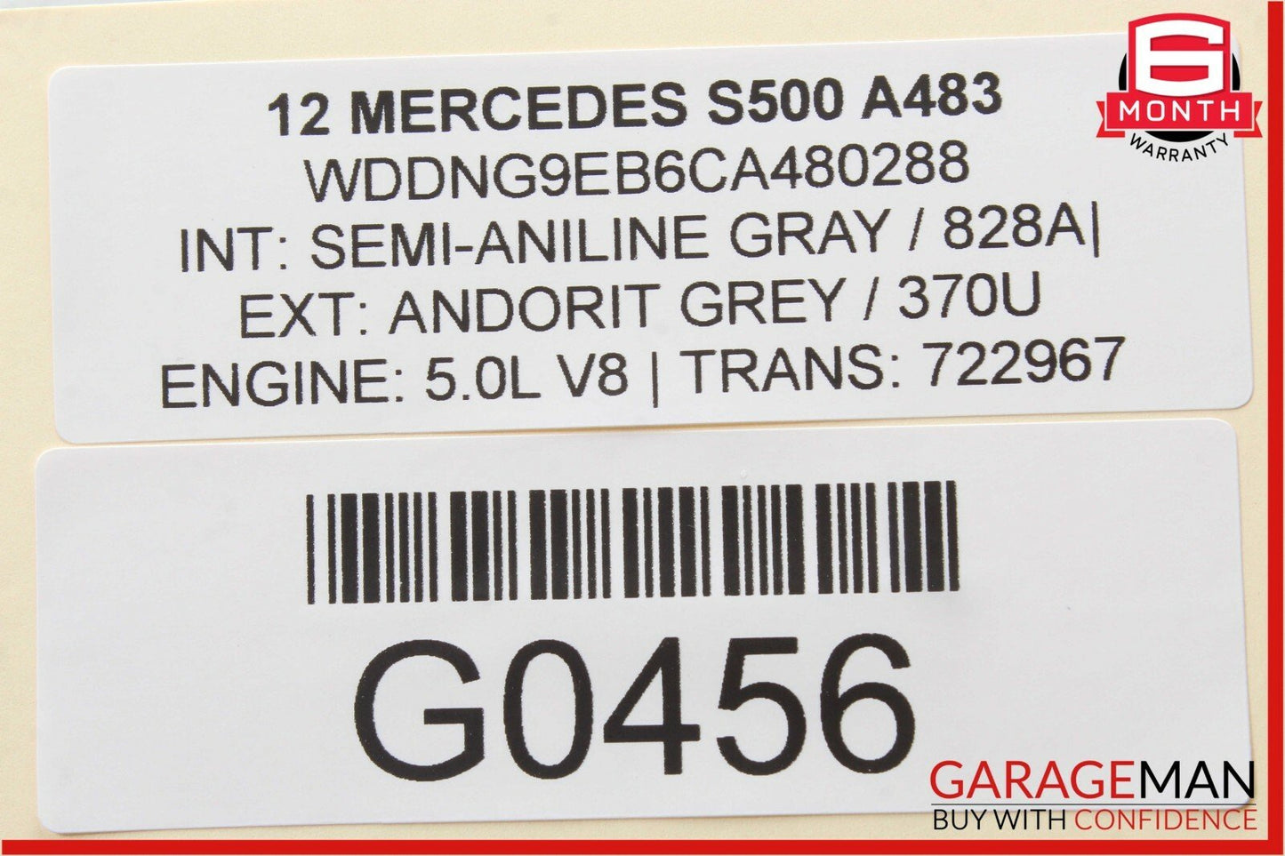 10-13 Mercedes W221 S550 S400 S65 AMG Interior Rear View Mirror Assembly Grey