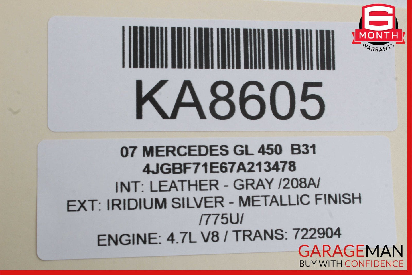 06-12 Mercedes X164 GL450 Front Left Driver Side Sun Visor Sunvisor Gray OEM