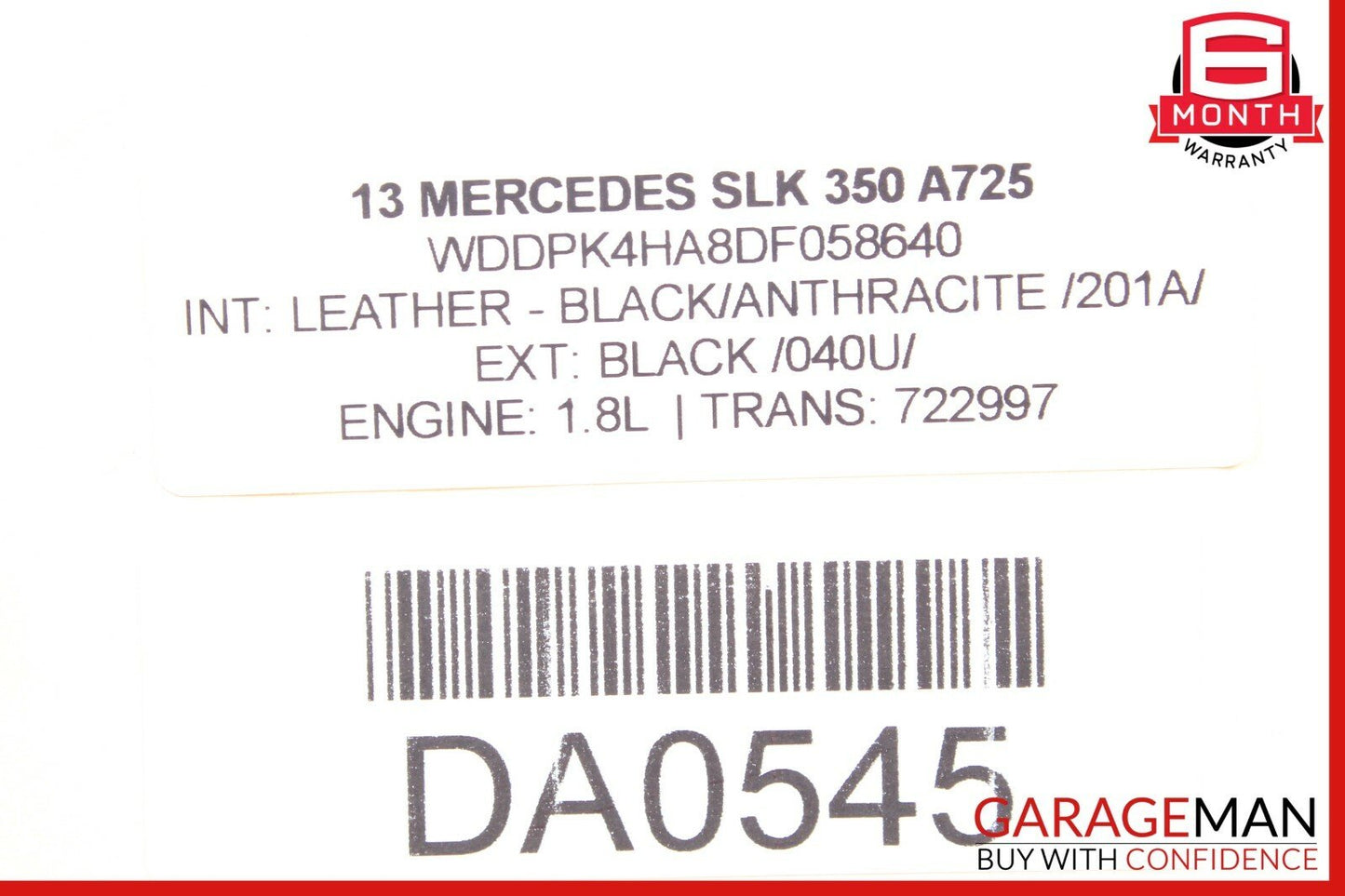 12-20 Mercedes R172 SLK350 SLC300 Right Convertible Top C Pillar Brace Support