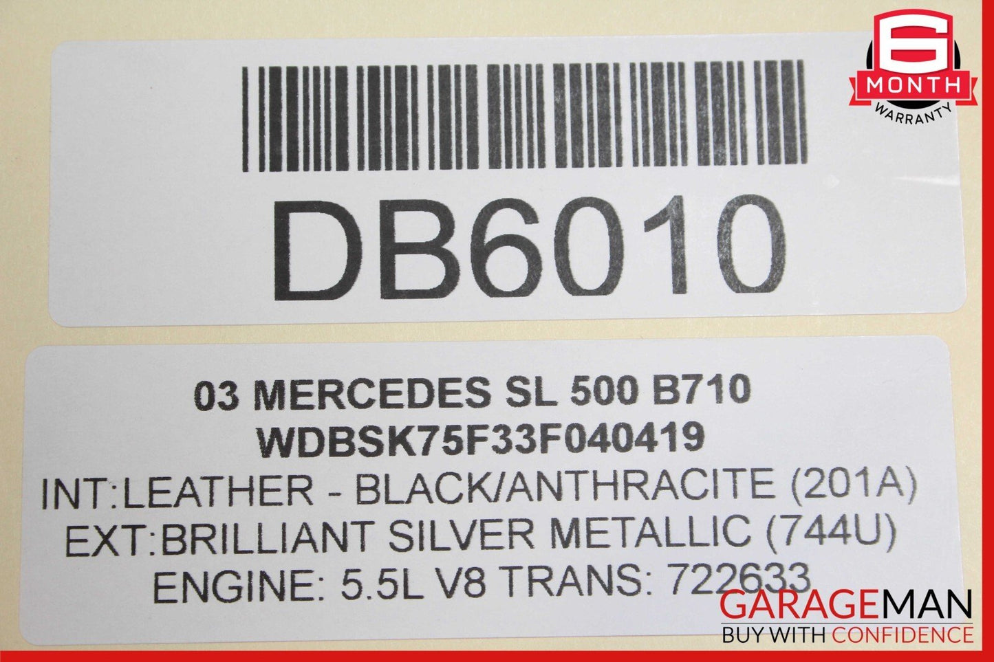 03-08 Mercedes R230 SL500 SL600 Front Left Side Wing Fender Panel Assy Silver