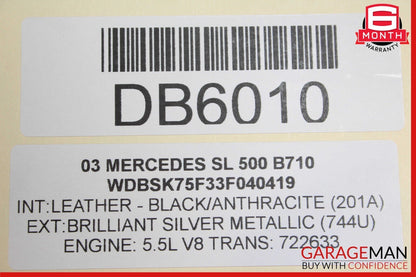 03-08 Mercedes R230 SL500 SL600 Front Left Side Wing Fender Panel Assy Silver