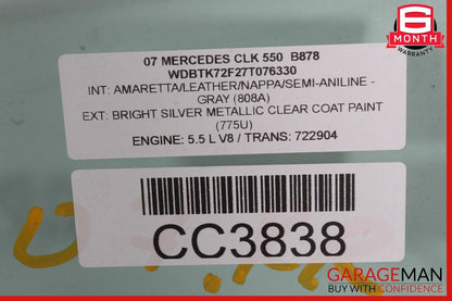 03-09 Mercedes W209 CLK550 CLK63 AMG Rear Right Side Door Window Glass OEM