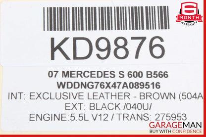 07-09 Mercedes W221 S550 S65 Front Left Seat Belt Seatbelt Retractor Assembly