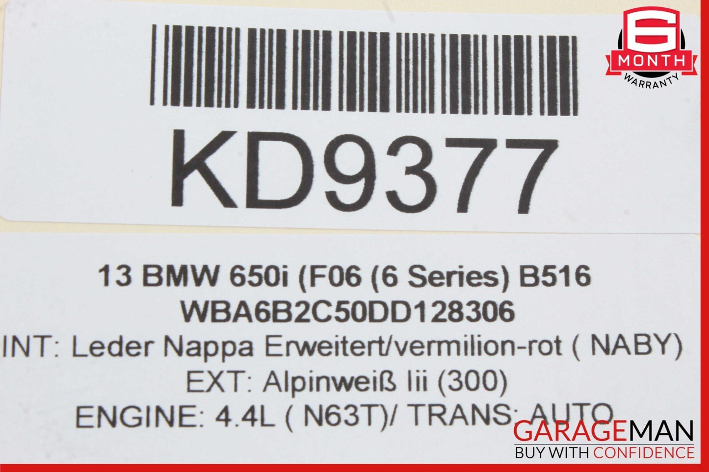 09-19 BMW F06 650i 550i 750i Front Bumper Lower Reinforcement Bar OEM