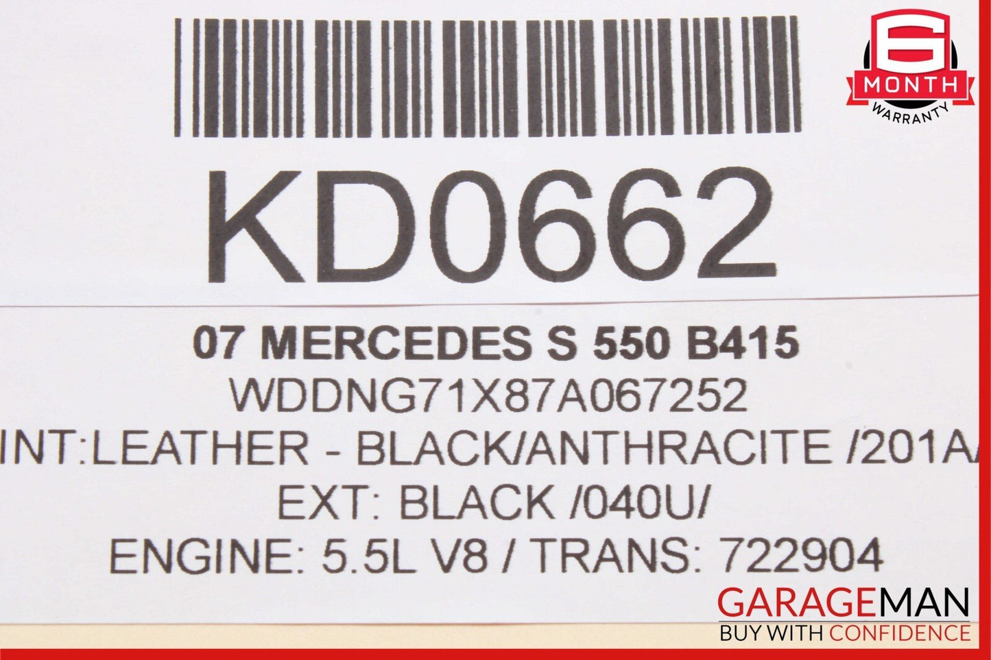 07-13 Mercedes W221 S550 S600 S63 AMG Rear Right Side Exterior Door Handle Black